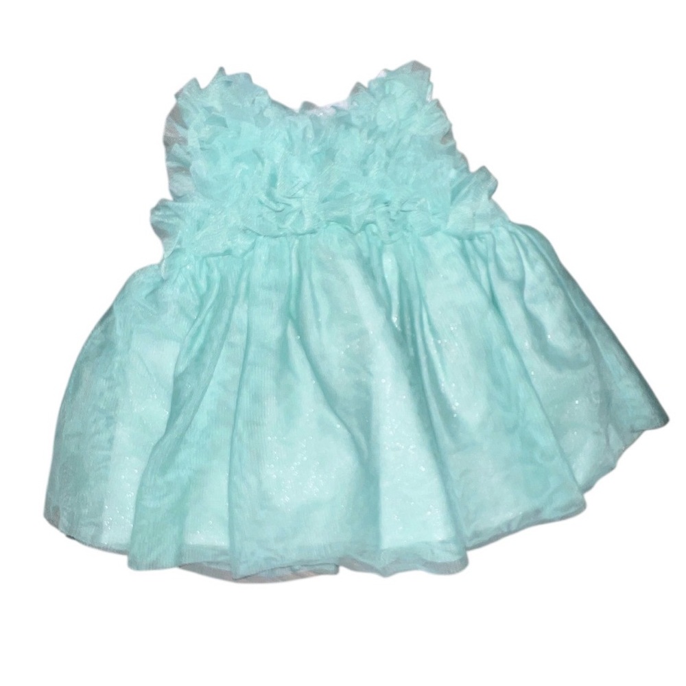 Elegant Puffy Mint Green Ruffled Baby Dress 0-3 Months